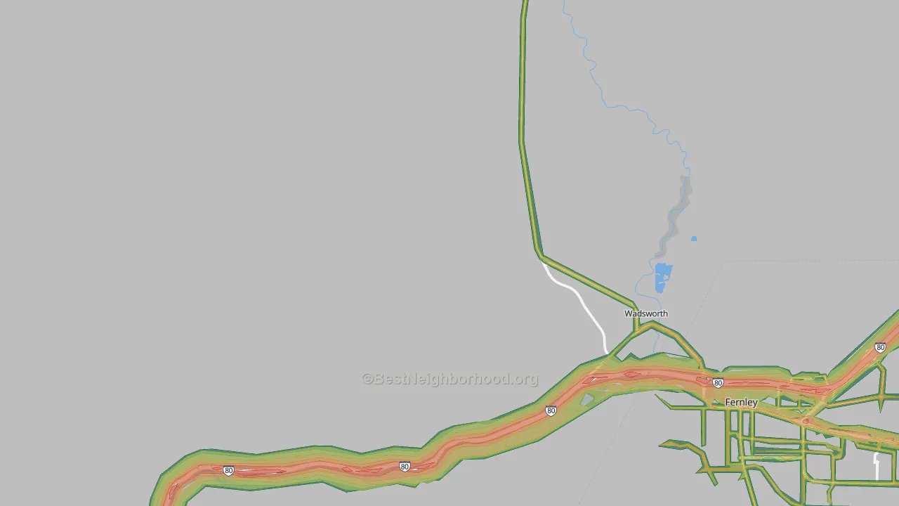 Wadsworth, NV Map of Noise Levels in Wadsworth