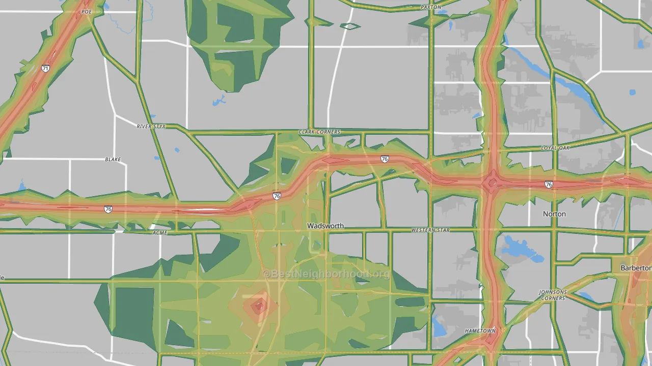 Wadsworth, OH Map of Noise Levels in Wadsworth