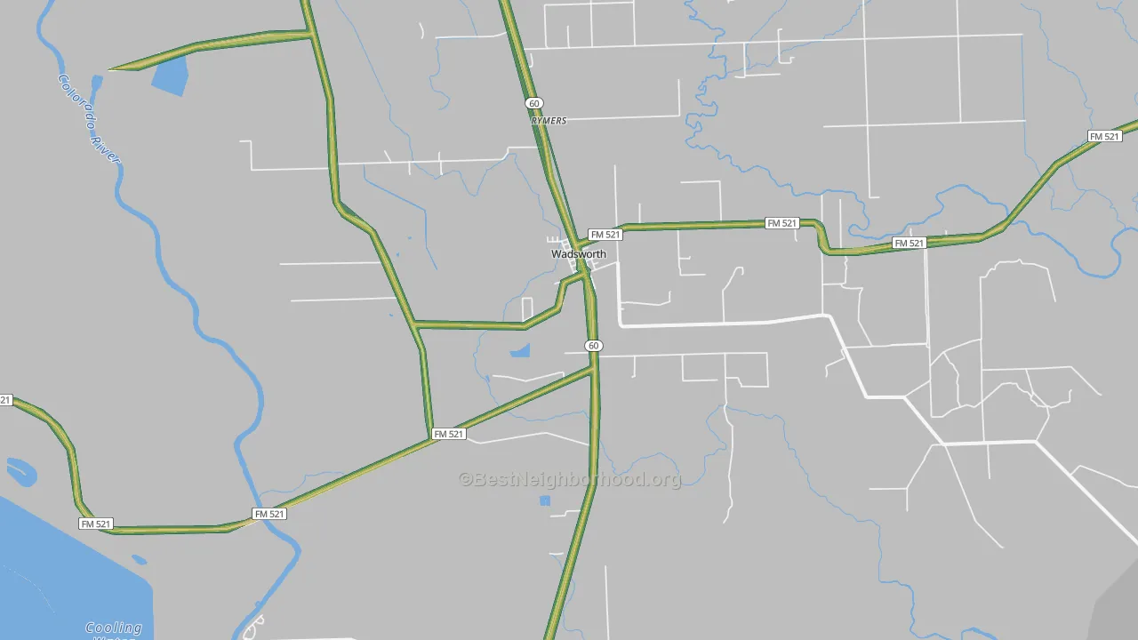 Wadsworth, TX Map of Noise Levels in Wadsworth