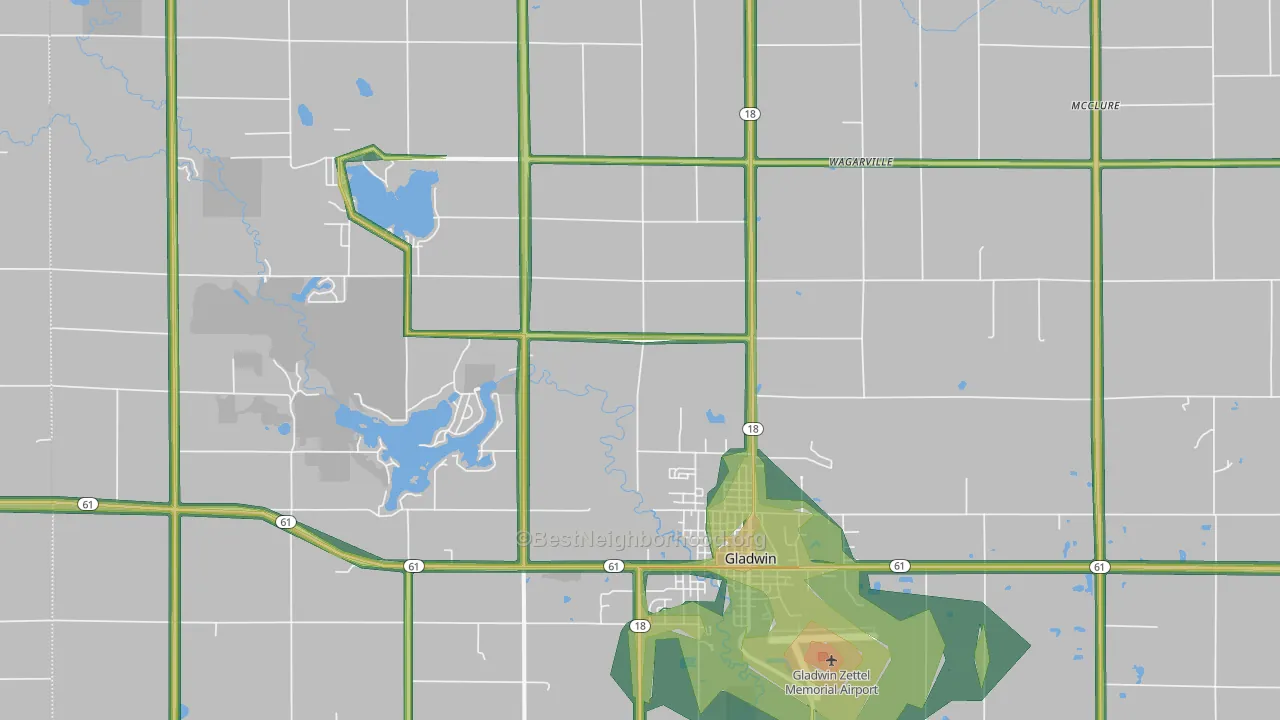 Wagarville, MI Map of Noise Levels in Wagarville