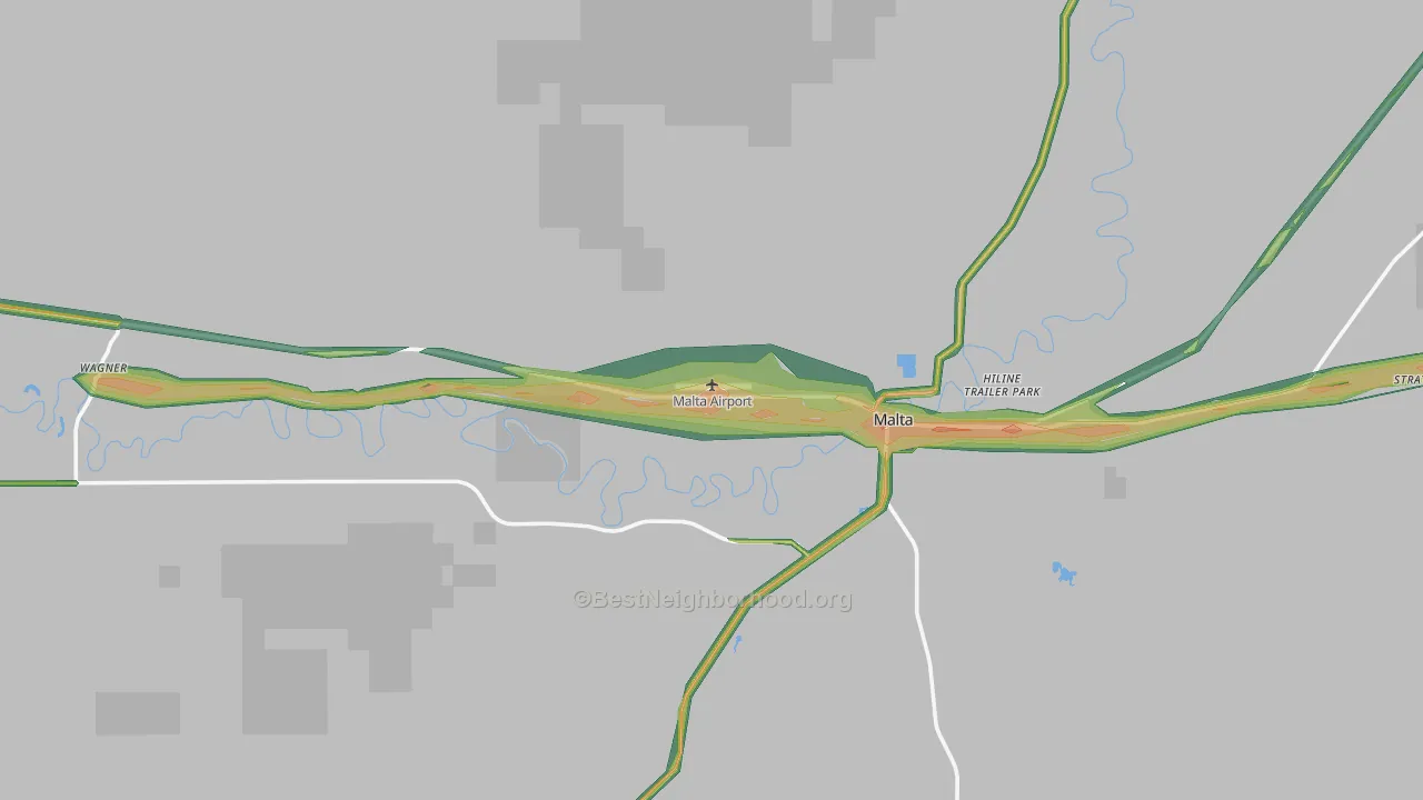 Wagner, MT Map of Noise Levels in Wagner