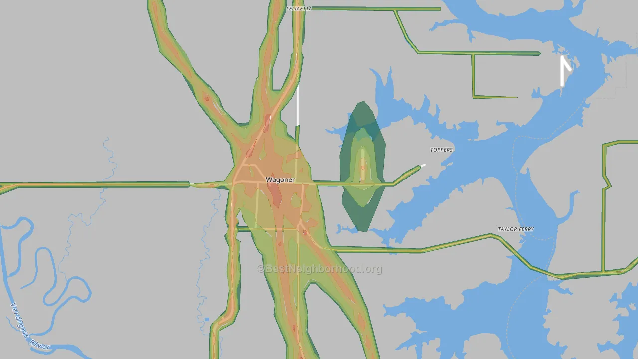 Wagoner, OK Map of Noise Levels in Wagoner