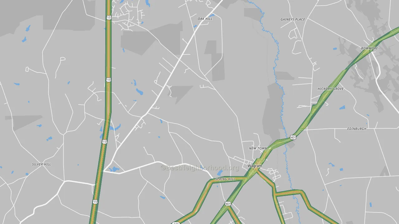 Wagram, NC Map of Noise Levels in Wagram