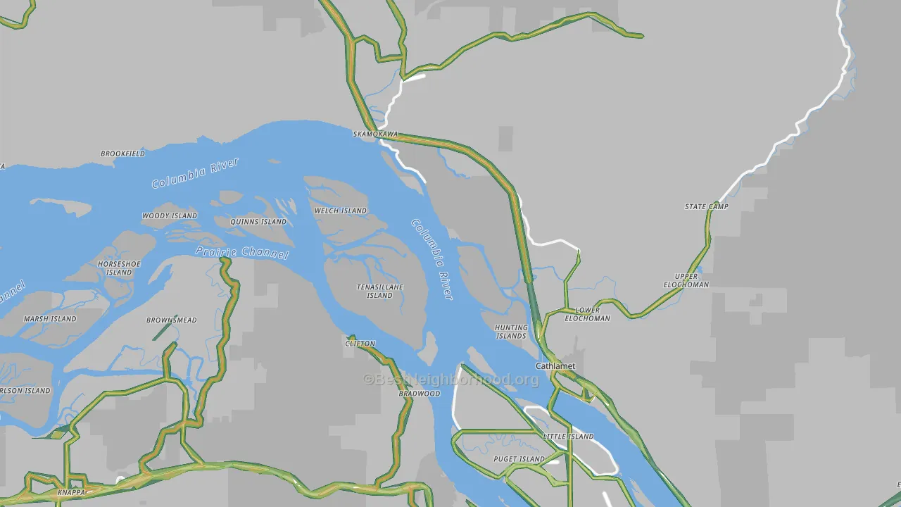 Wahkiakum County, WA Map of Noise Levels in Wahkiakum County