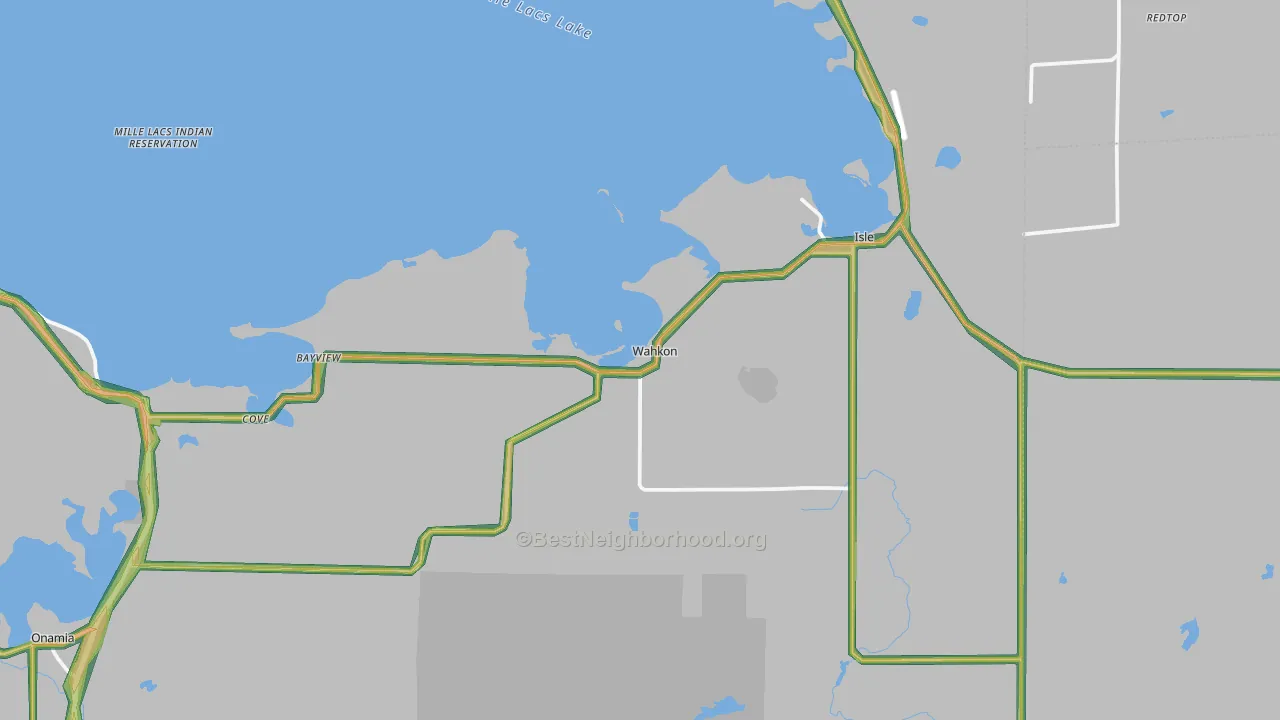 Wahkon, MN Map of Noise Levels in Wahkon