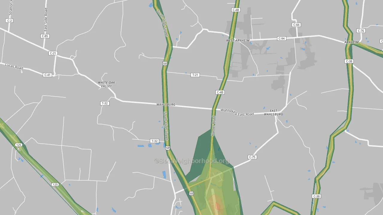 Wahlsburg, OH Map of Noise Levels in Wahlsburg