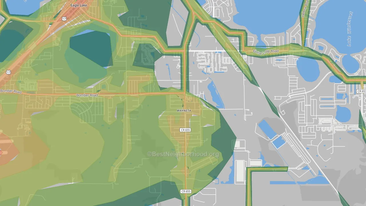 Wahneta, Winter Haven, FL Map of Noise Levels in Wahneta