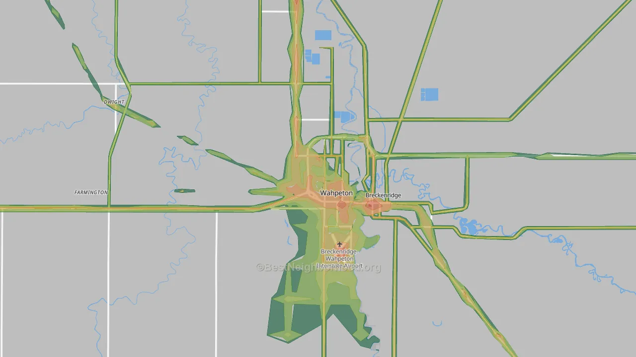 Wahpeton, ND Map of Noise Levels in Wahpeton