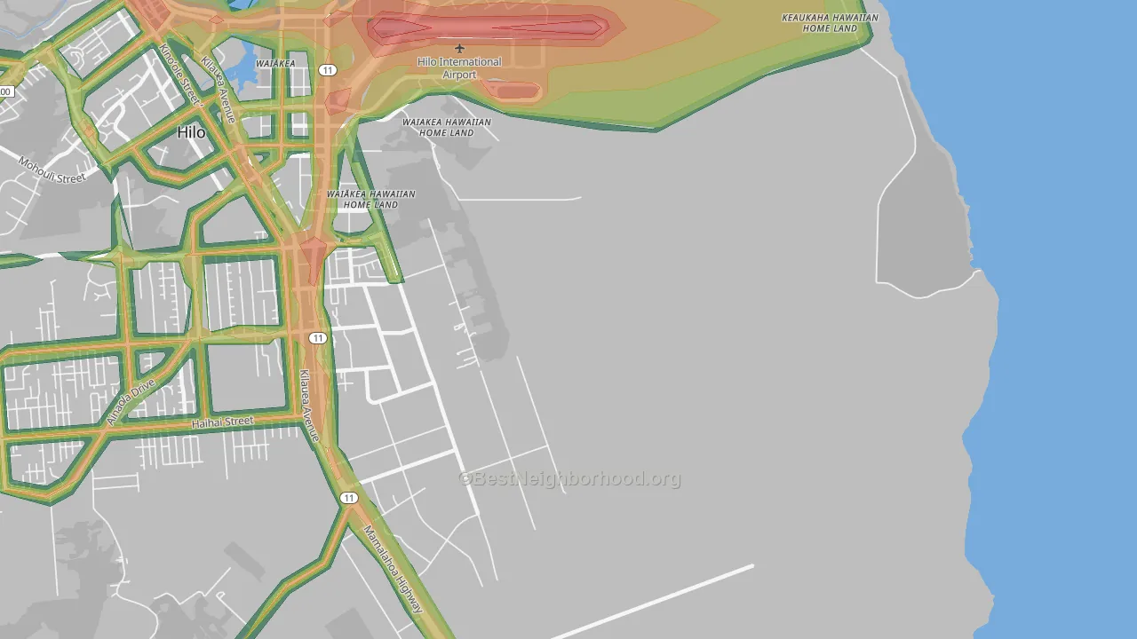 Waiakea, HI Map of Noise Levels in Waiakea