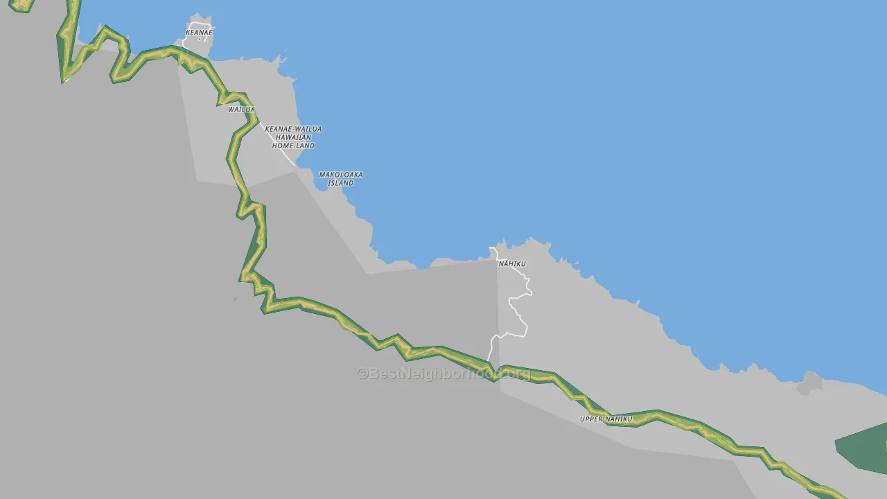 Wailua, HI Map of Noise Levels in Wailua