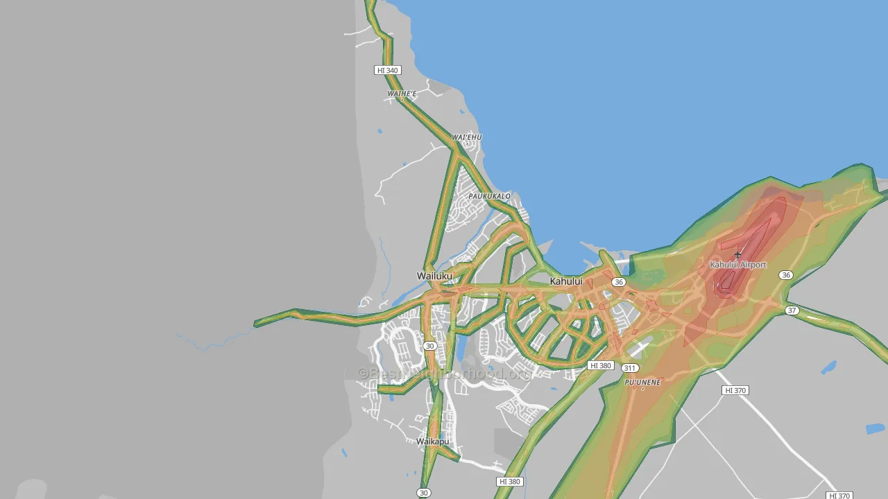 Wailuku, HI Map of Noise Levels in Wailuku