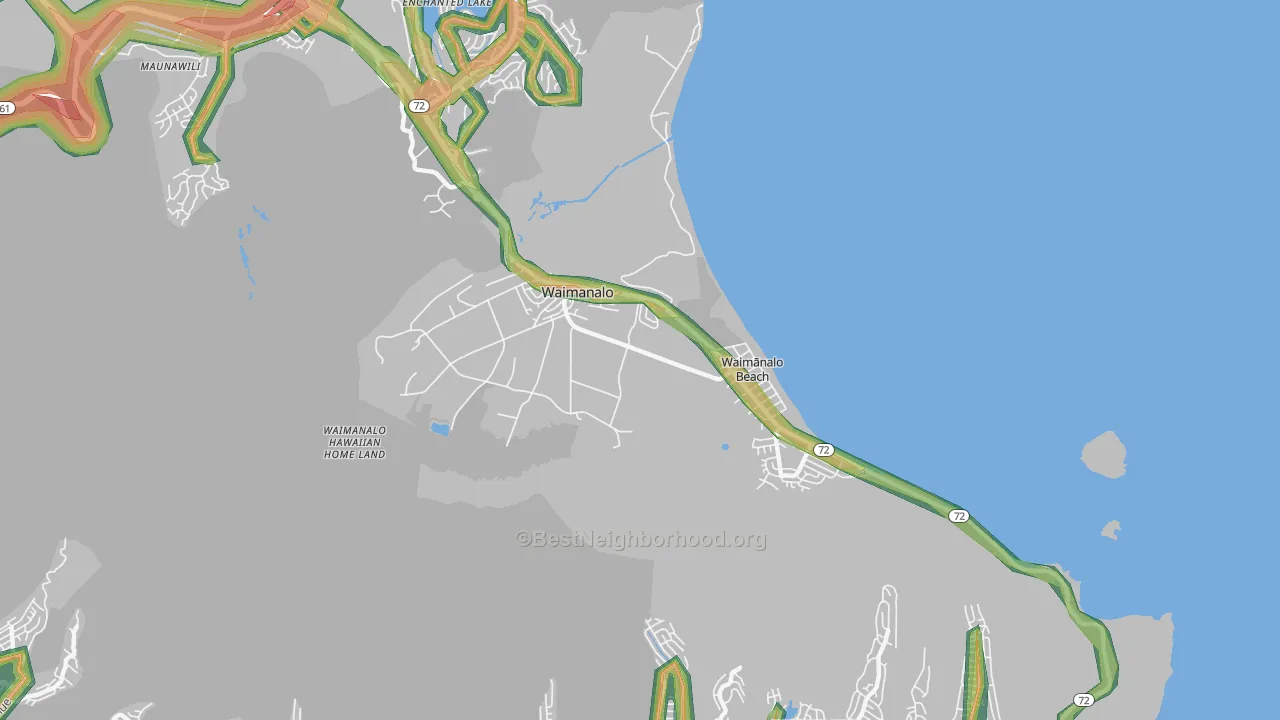 Waimanalo, HI Map of Noise Levels in Waimanalo