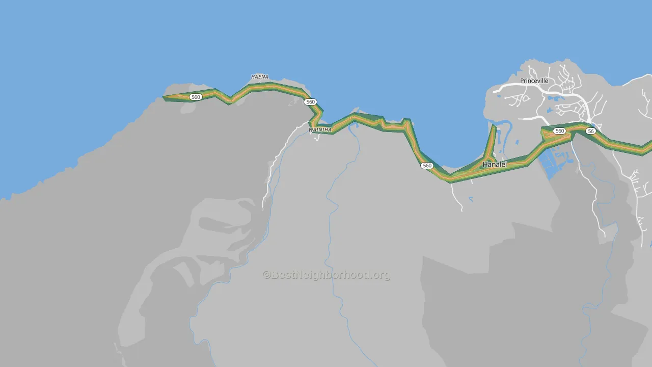 Wainiha, HI Map of Noise Levels in Wainiha