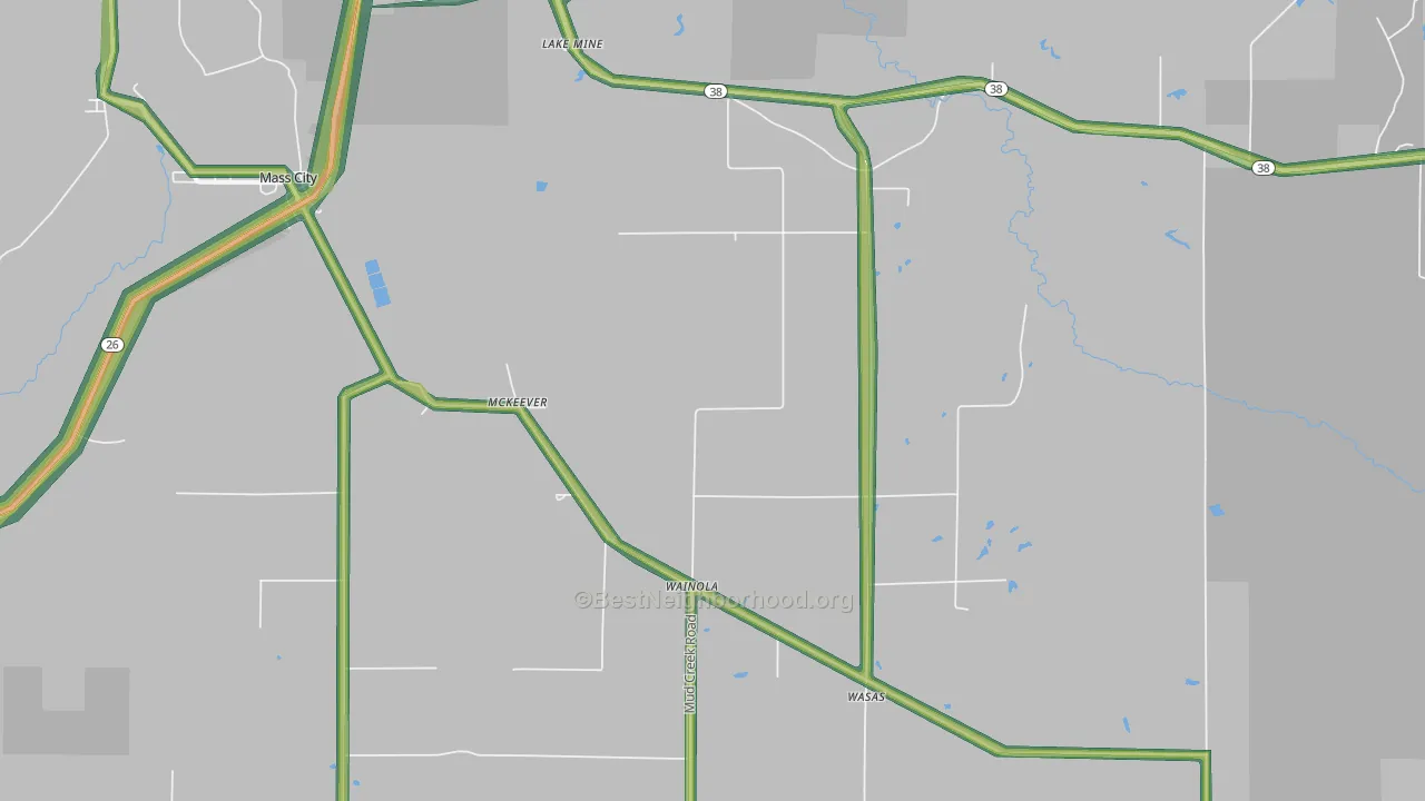 Wainola, MI Map of Noise Levels in Wainola