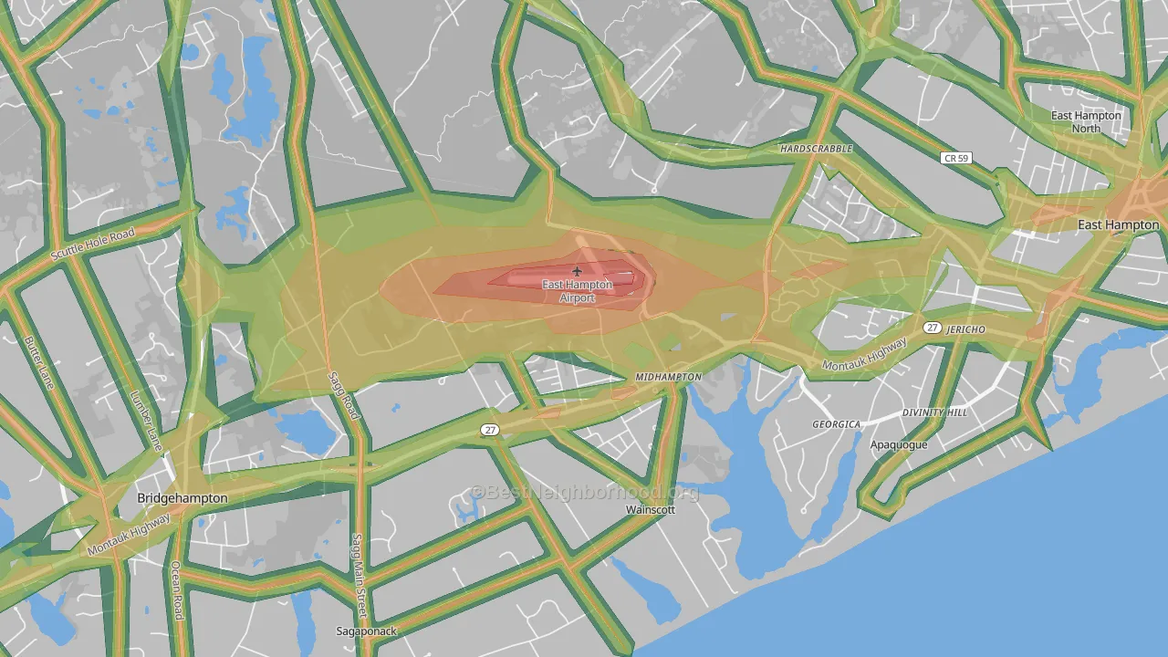 Wainscott, NY Map of Noise Levels in Wainscott