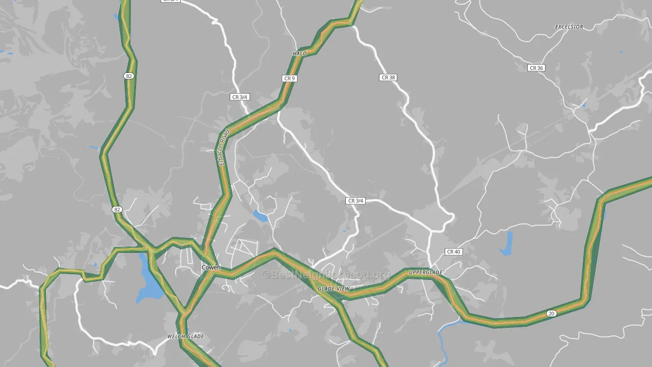 Wainville, WV Map of Noise Levels in Wainville