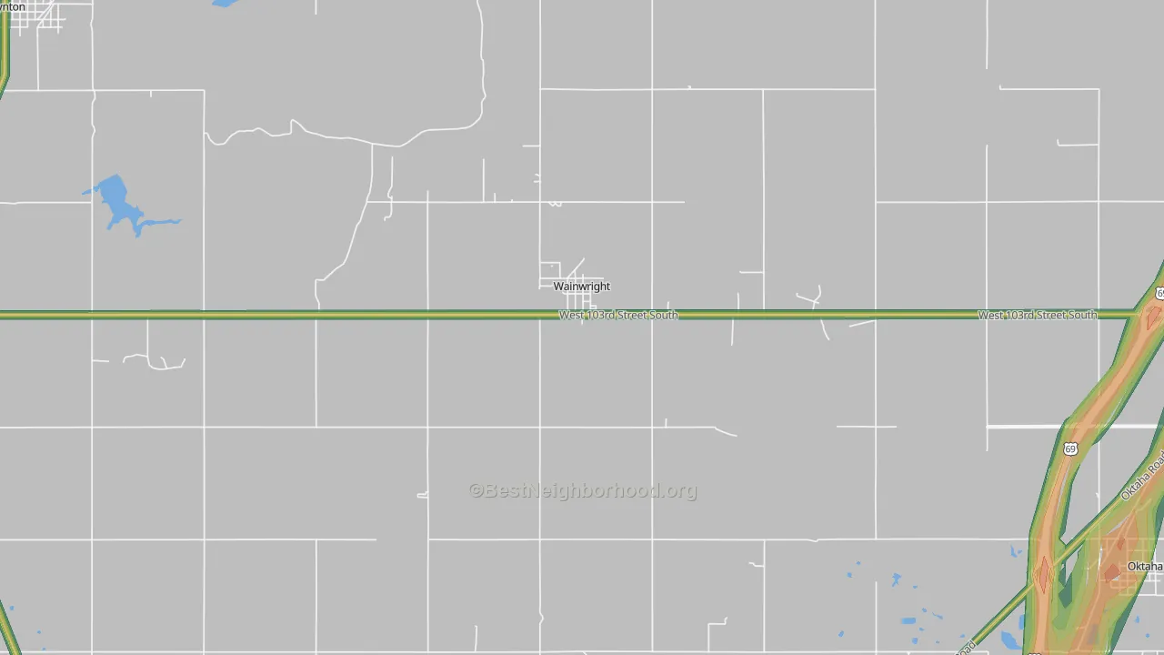 Wainwright, OK Map of Noise Levels in Wainwright