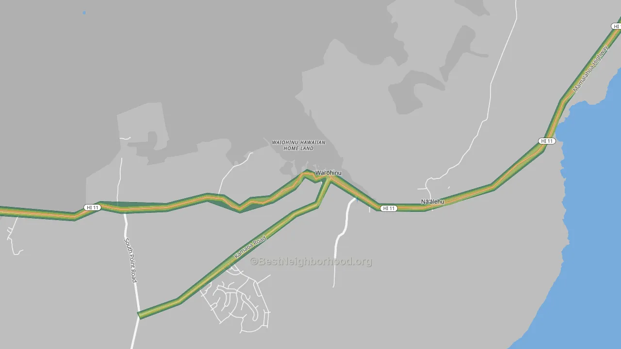 Waiohinu, HI Map of Noise Levels in Waiohinu