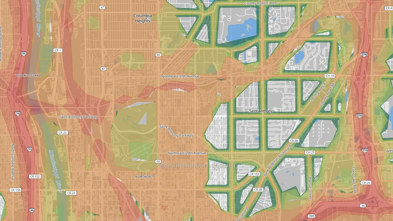 Waite Park, Minneapolis, MN Map of Noise Levels in Waite Park
