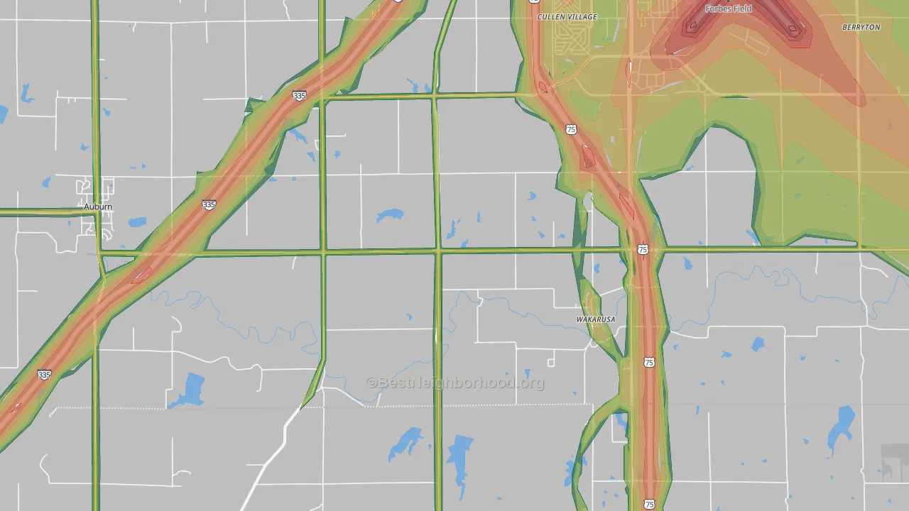 Wakarusa, KS Map of Noise Levels in Wakarusa