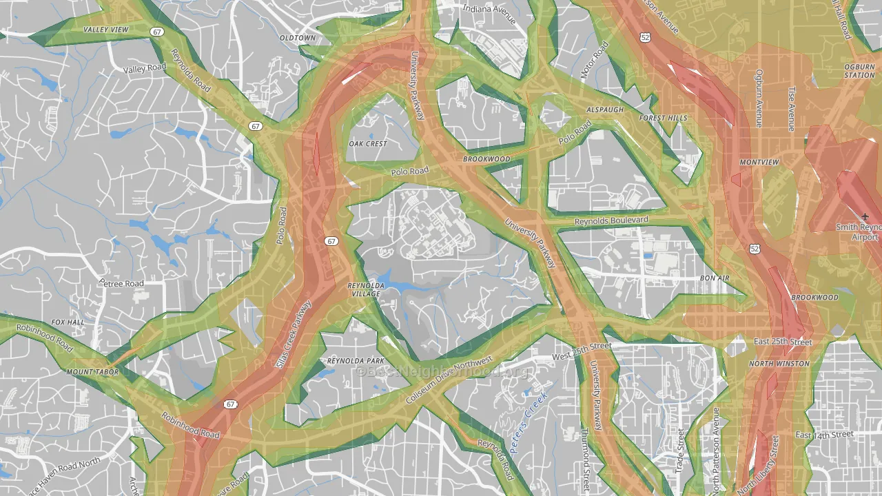 Wake Forest University, Winston-Salem, NC Map of Noise Levels in Wake Forest University