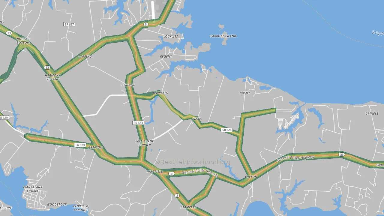 Wake, VA Map of Noise Levels in Wake