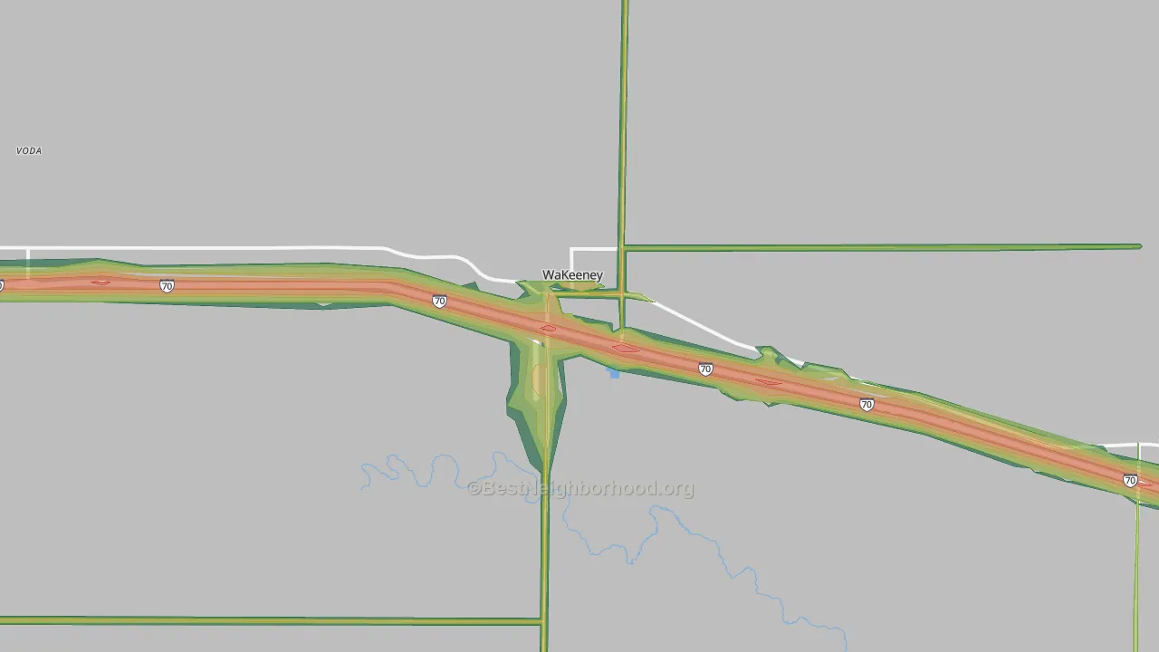 Wakeeney, KS Map of Noise Levels in Wakeeney