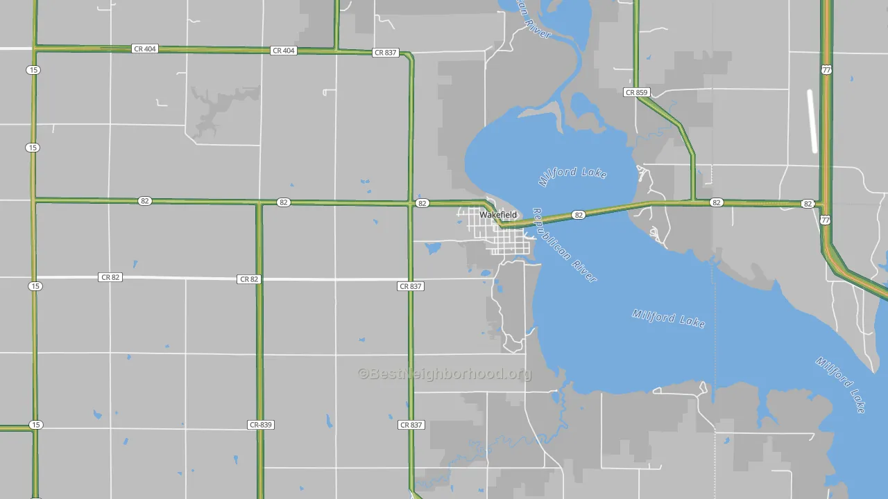 Wakefield, KS Map of Noise Levels in Wakefield