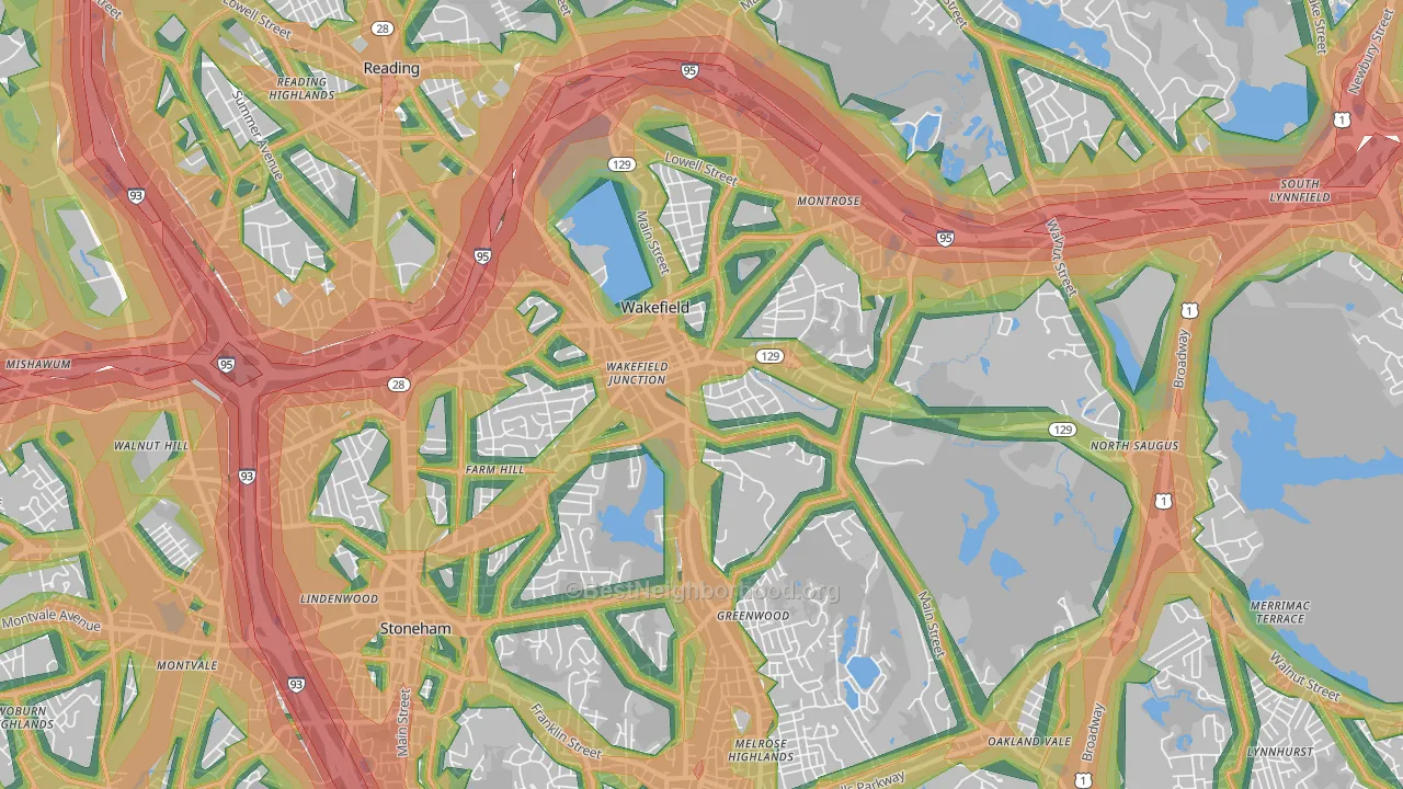 Wakefield, MA Map of Noise Levels in Wakefield