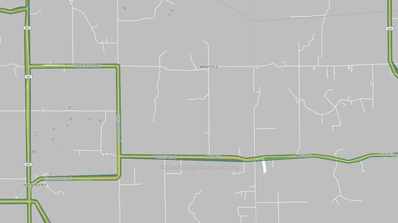 Wakefield, MS Map of Noise Levels in Wakefield