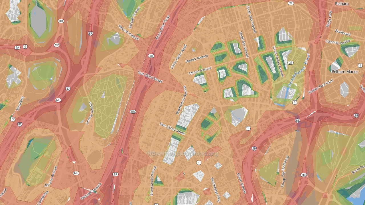Wakefield-Williamsbridge, Bronx, NY Map of Noise Levels in Wakefield-Williamsbridge