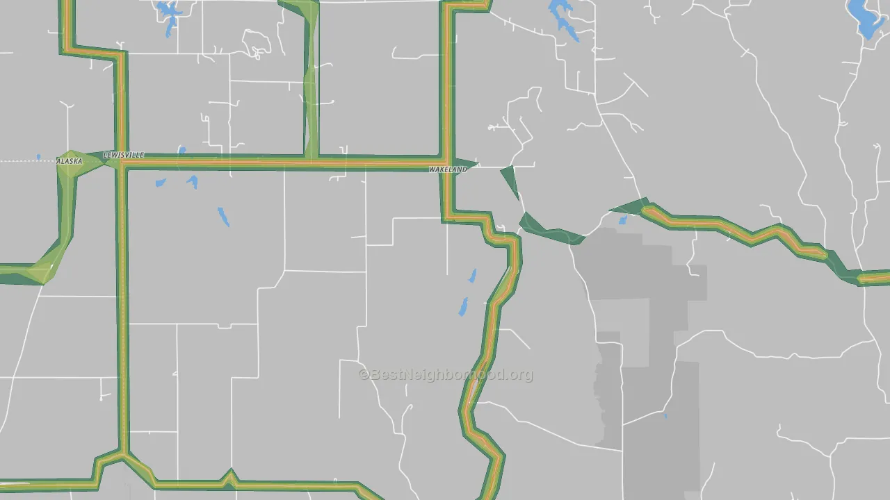 Wakeland, IN Map of Noise Levels in Wakeland