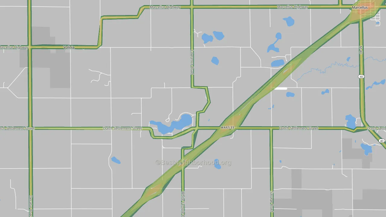 Wakelee, MI Map of Noise Levels in Wakelee