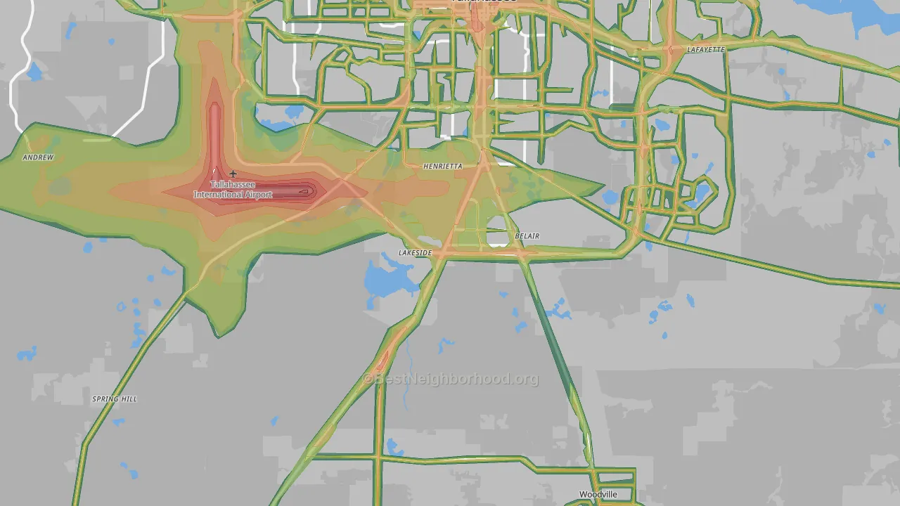 Wakulla Springs, FL Map of Noise Levels in Wakulla Springs