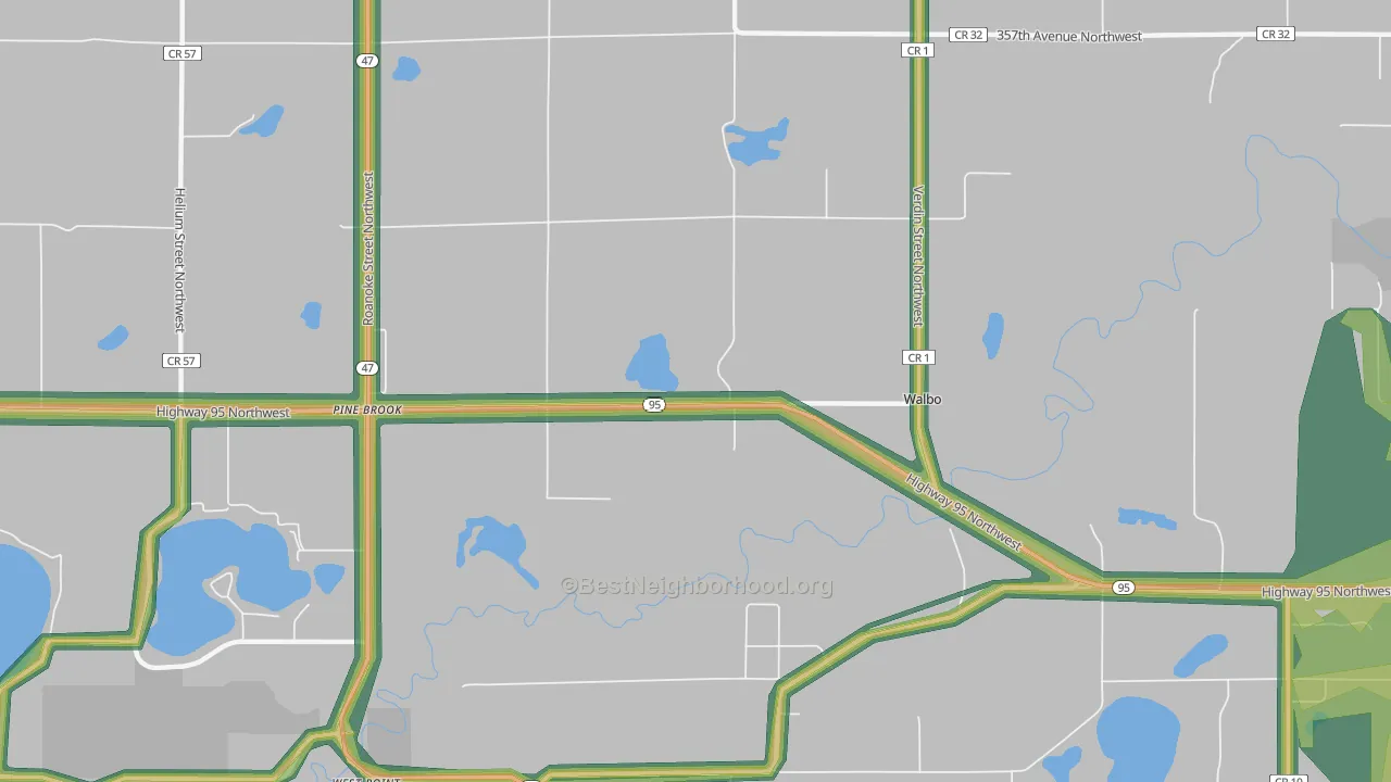 Walbo, MN Map of Noise Levels in Walbo