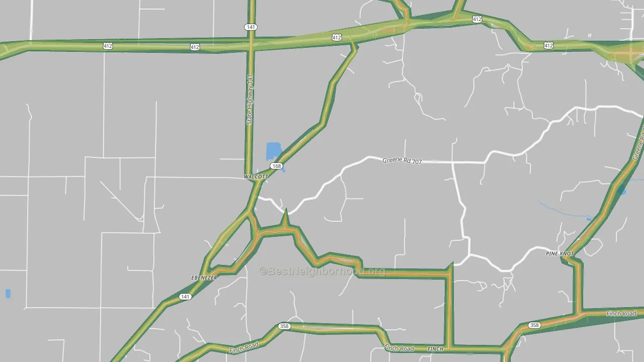 Walcott, AR Map of Noise Levels in Walcott