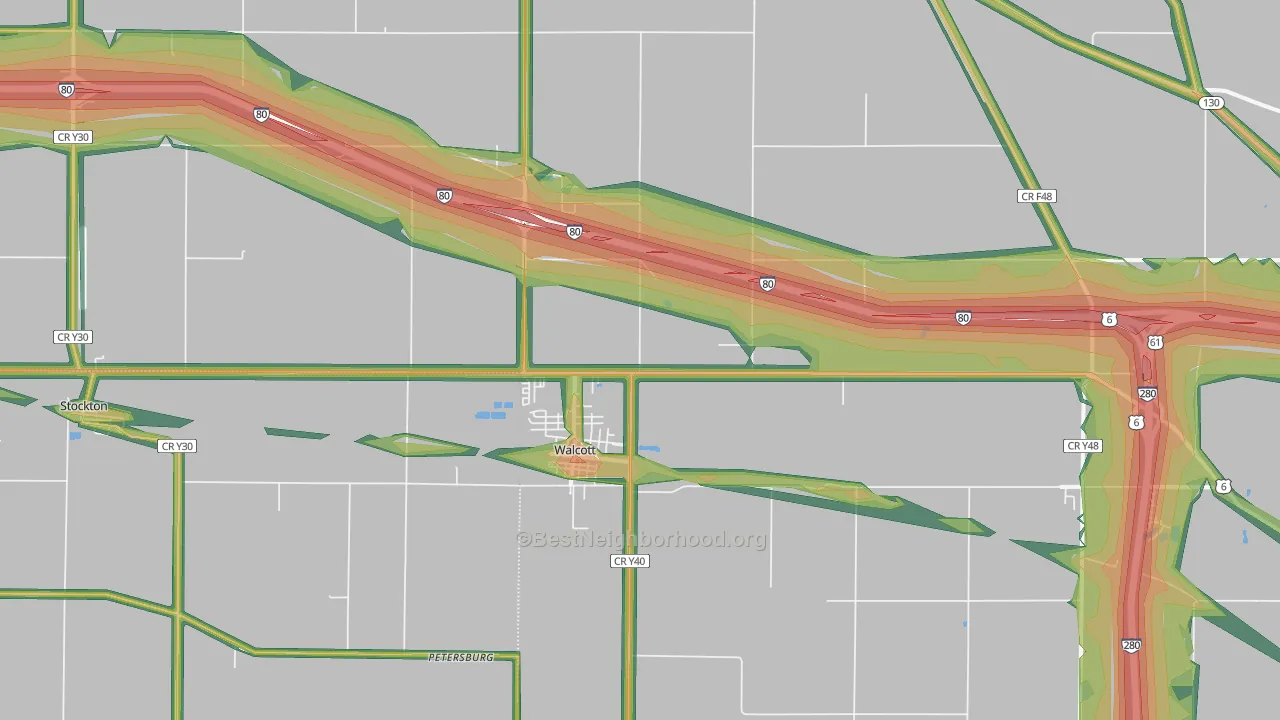 Walcott, IA Map of Noise Levels in Walcott