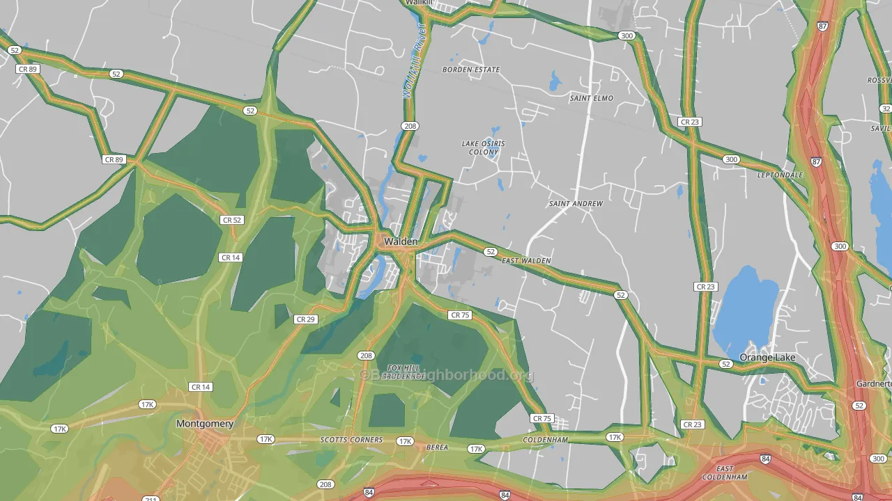 Walden, NY Map of Noise Levels in Walden