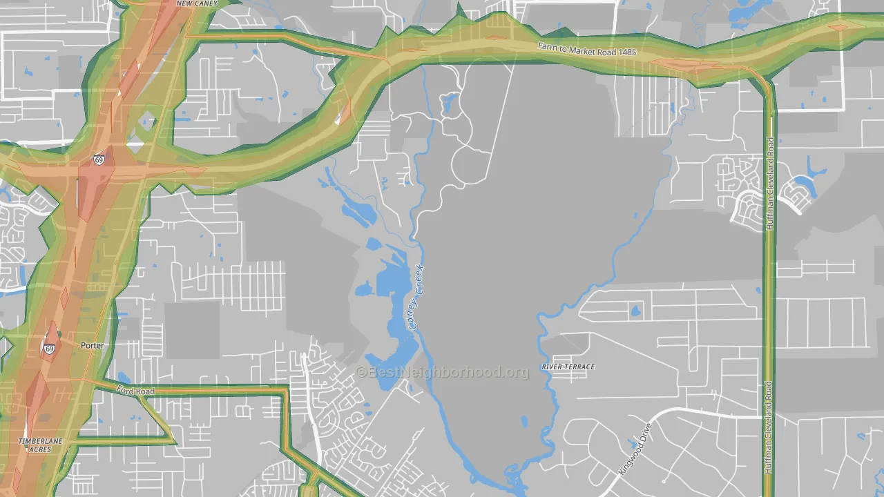Walden Woods, TX Map of Noise Levels in Walden Woods