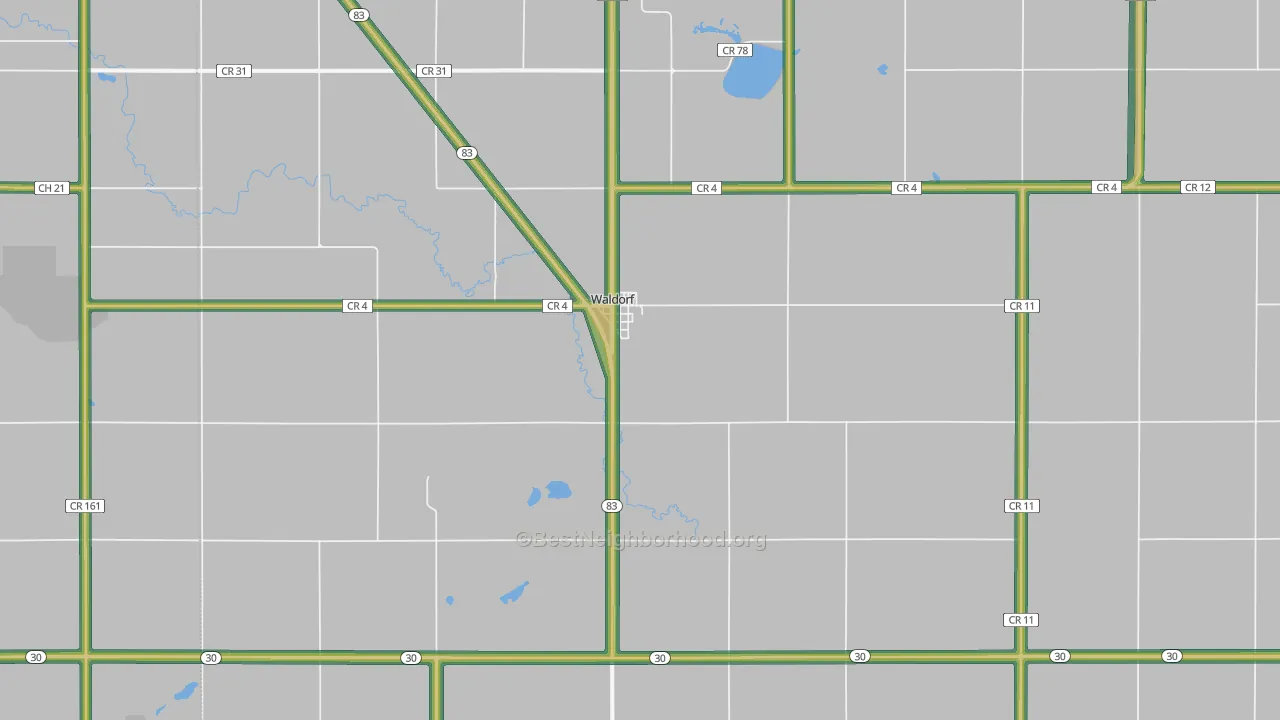 Waldorf, MN Map of Noise Levels in Waldorf