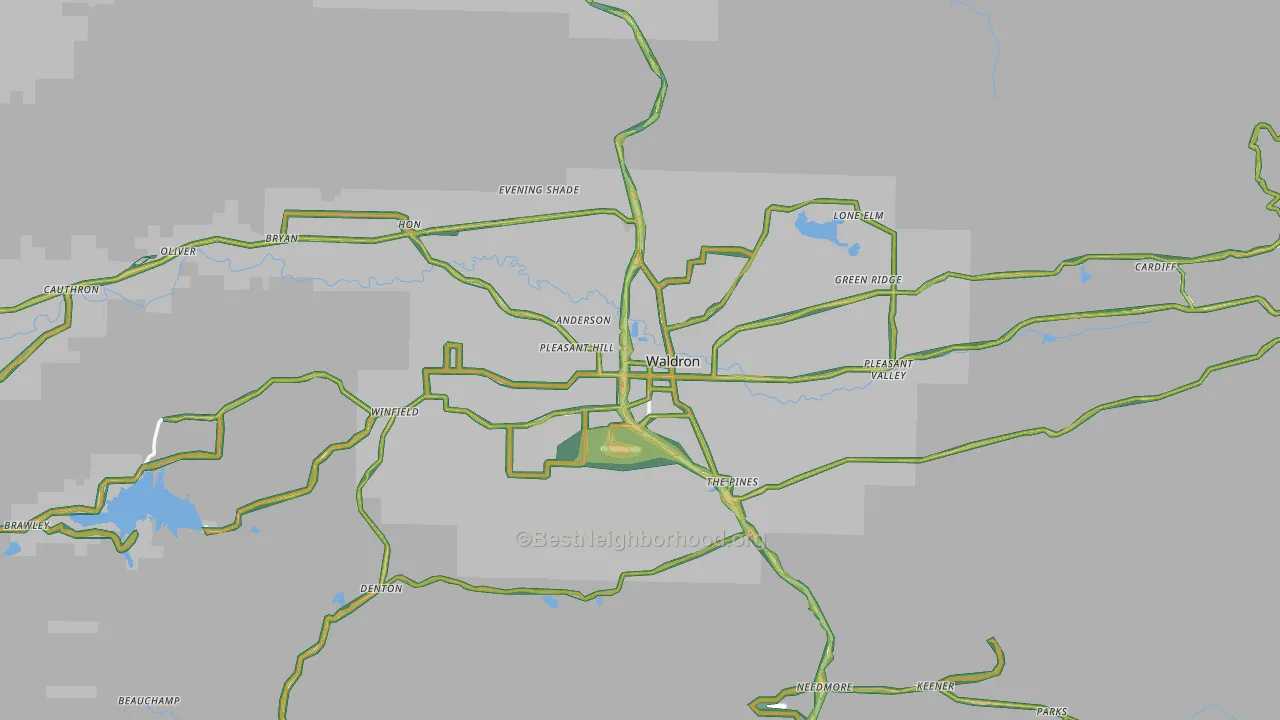 Waldron, AR Map of Noise Levels in Waldron