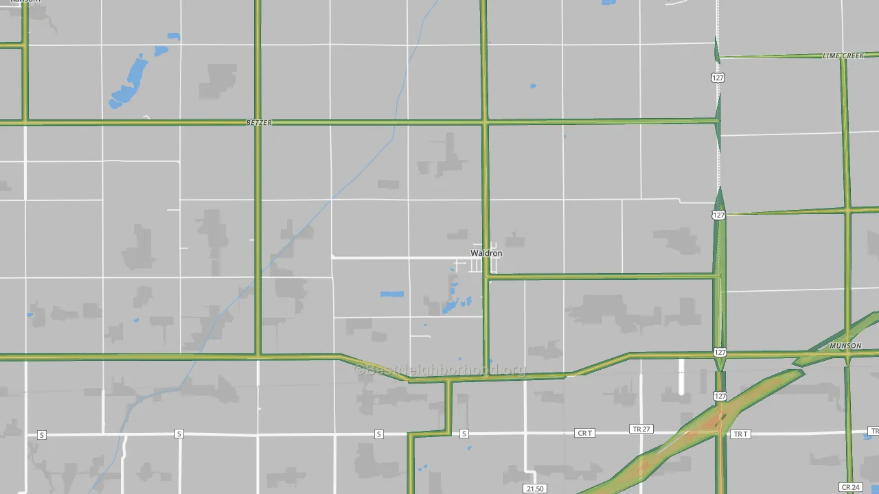 Waldron, MI Map of Noise Levels in Waldron
