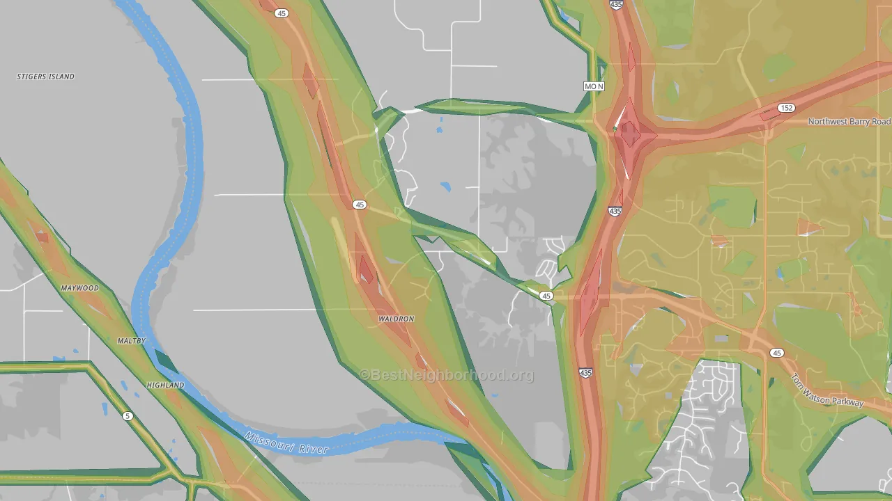 Waldron, MO Map of Noise Levels in Waldron