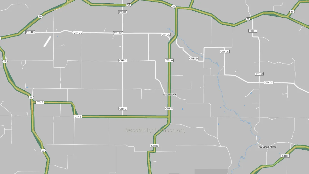 Waldwick, WI Map of Noise Levels in Waldwick