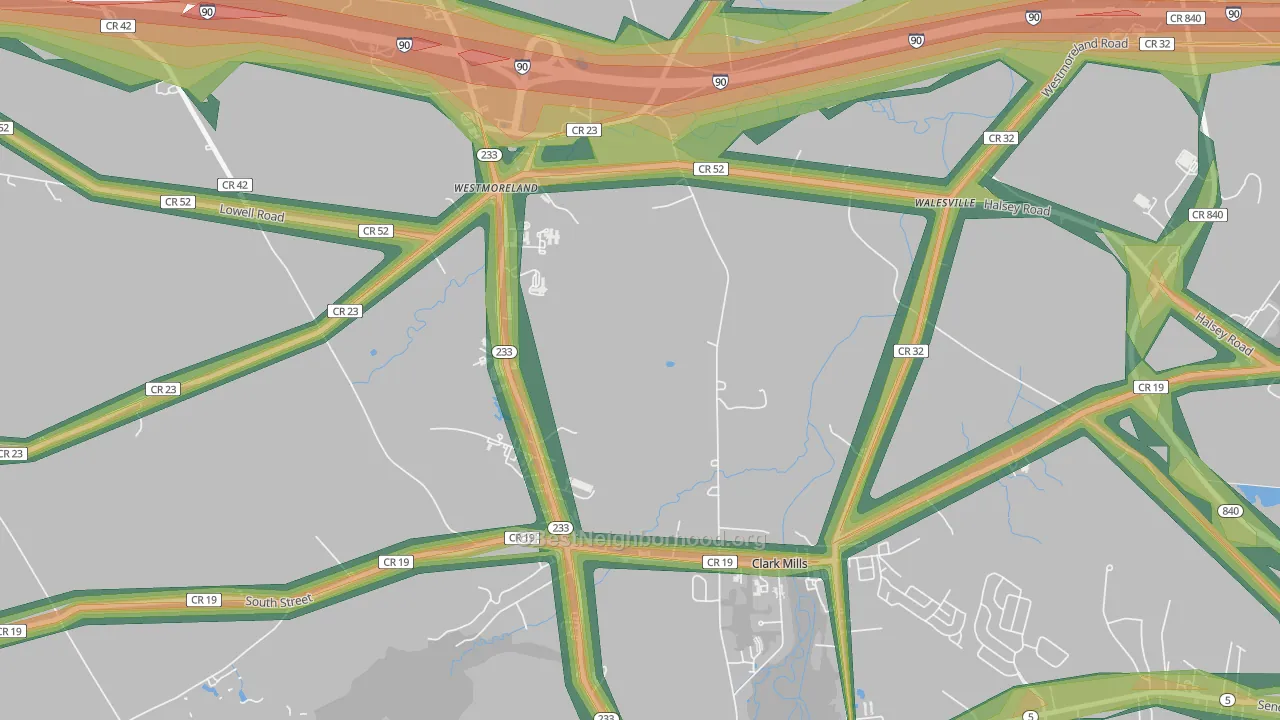 Walesville, NY Map of Noise Levels in Walesville