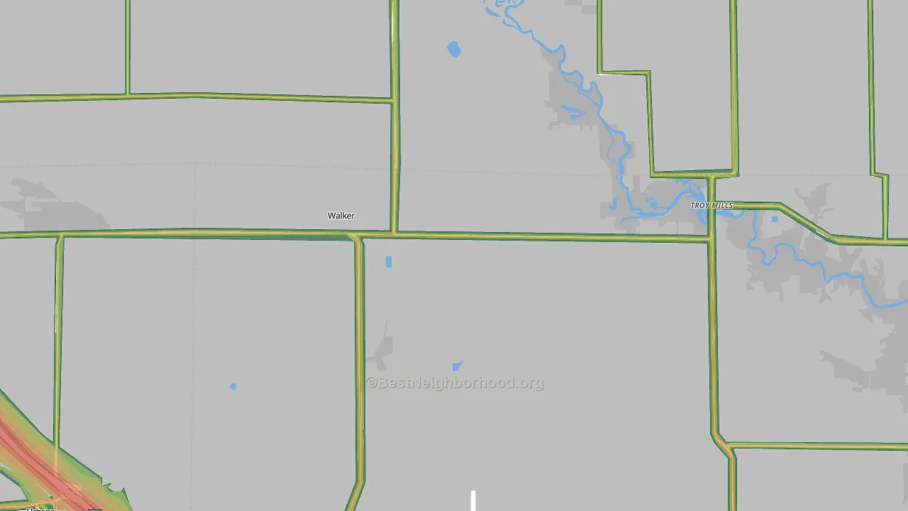Walker, IA Map of Noise Levels in Walker