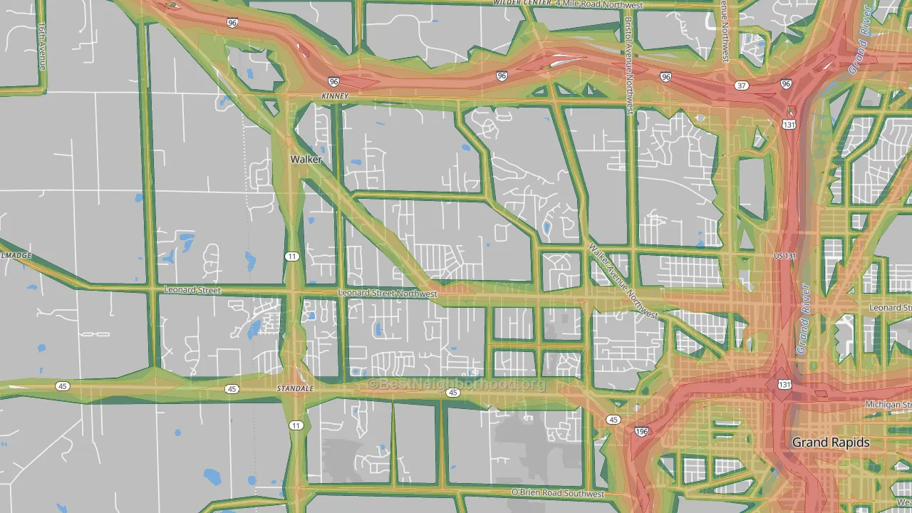 Walker, MI Map of Noise Levels in Walker