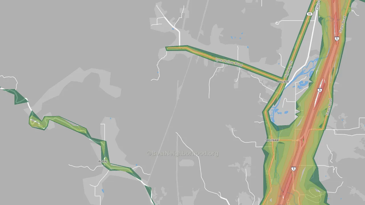 Walker, OR Map of Noise Levels in Walker