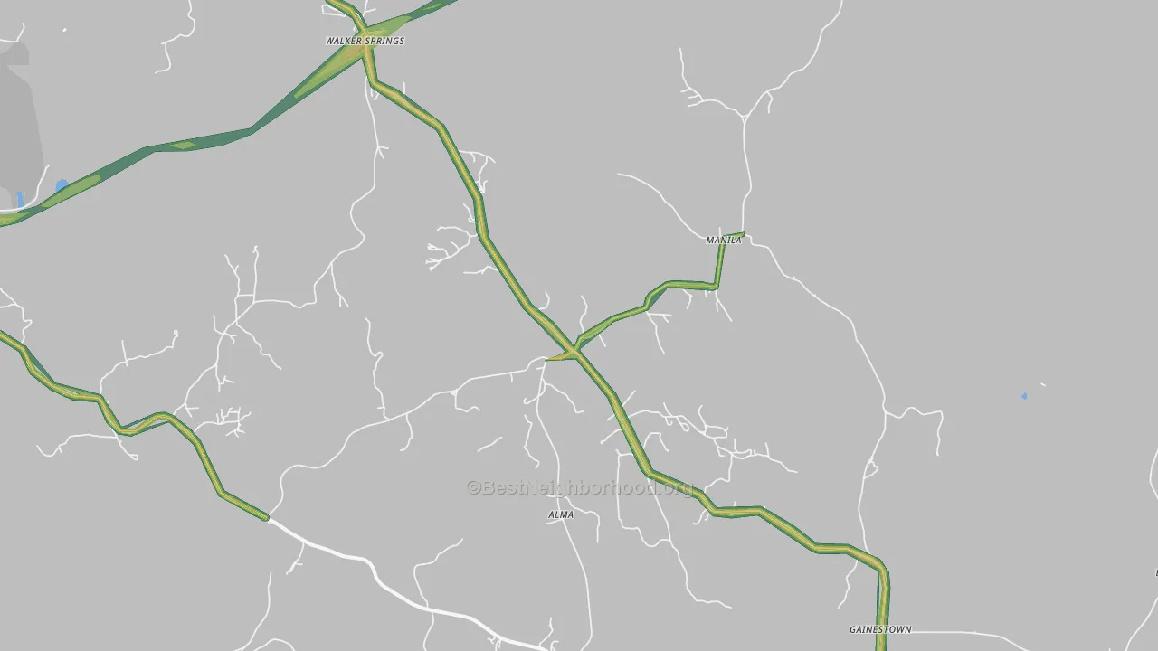 Walker Springs, AL Map of Noise Levels in Walker Springs