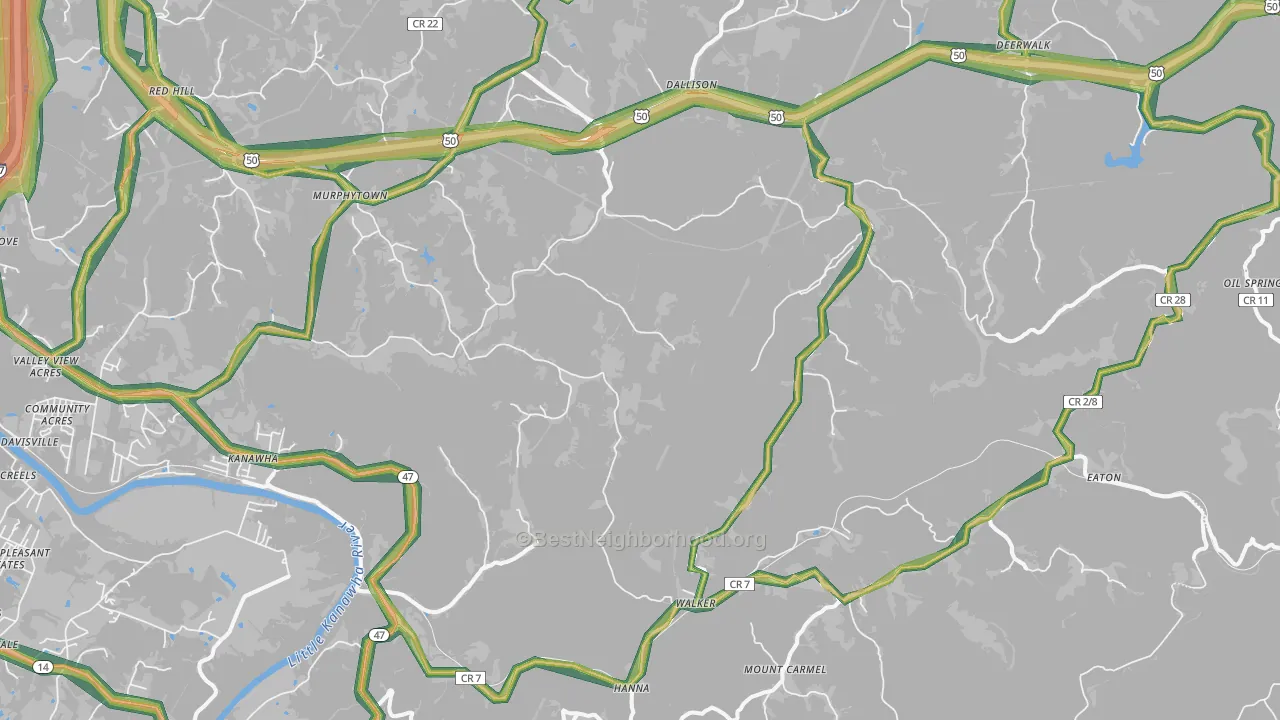 Walker, WV Map of Noise Levels in Walker